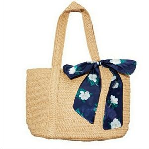 Draper James Floral Scarf Straw Bag